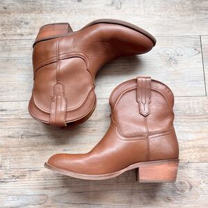 Dingo Saguaro Leather Western Boots Womens 8.5M Tan Cowboy Ankle Boot Brown